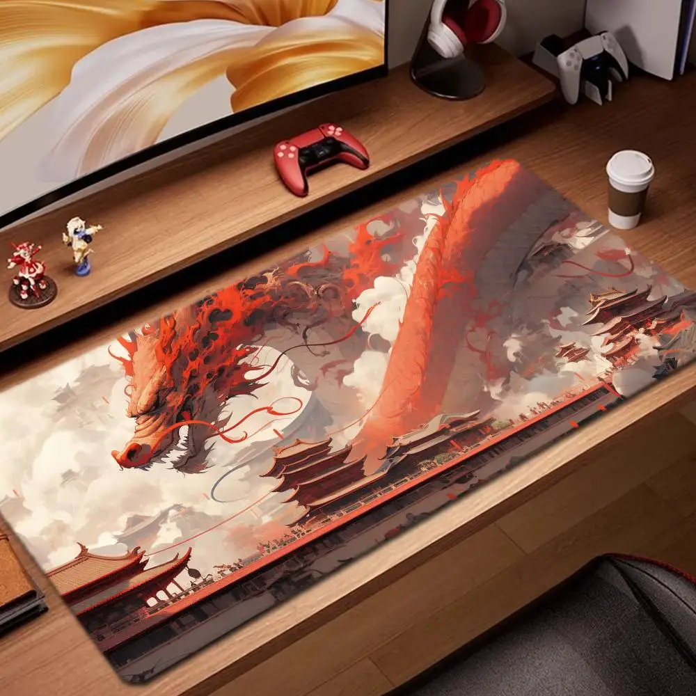 

chinese dragon wallpaper Mouse Pad Game Accessories keyboard pad XXL large locking edge 900X400 mm table mat Gaming mousepad