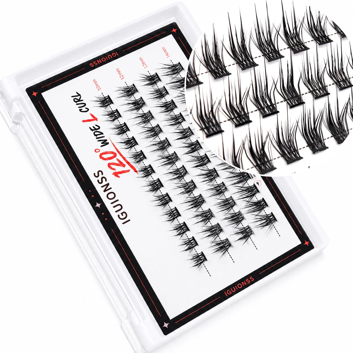 LINYAGSSE IG2350 L Curl Wimpernbüschel Schwarz Braun DIY Einzelwimpern Cat Eye Wispy Cluster Wimpernverlängerungen – Detail 6