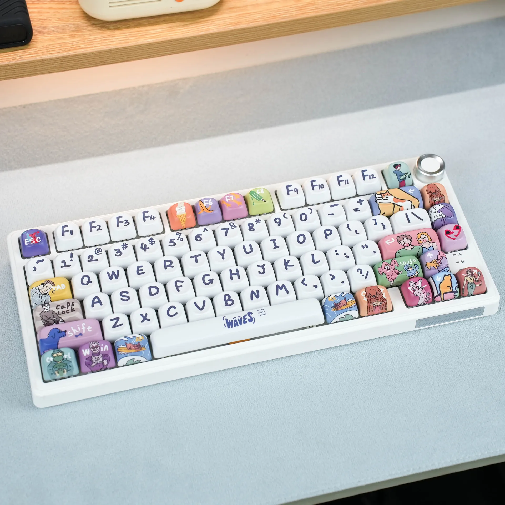 Moa Profile Pbt Keycap Set Five-Sided Dye-Sublimation Ocean Wave Art Keycaps Key Mechanical Keyboards Custom Diy Replacement