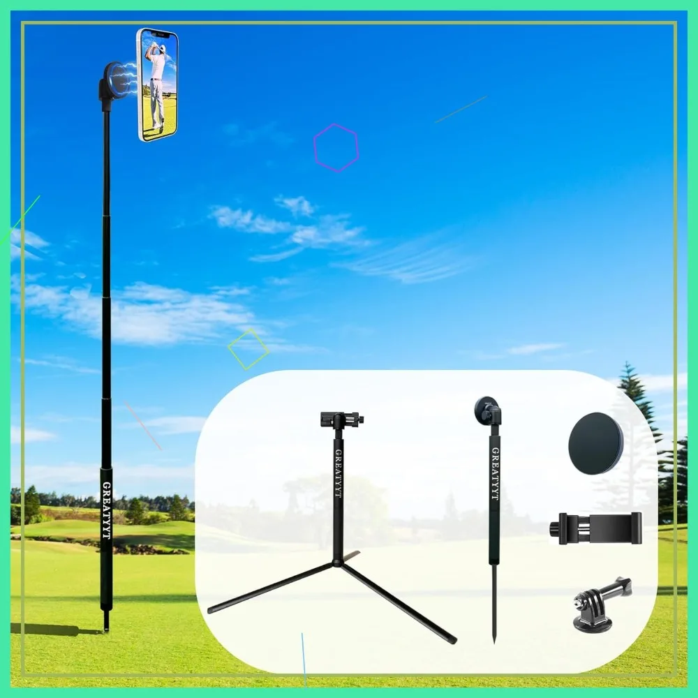

Multi-Functional Monopod Tripod Selfie Stick for Golf Swing Recording - Magnetic Phone Holder Compatible with iPhone Android