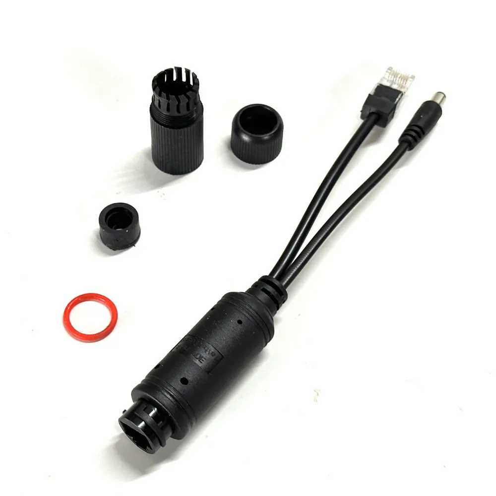 كابل محول POE مقاوم للماء 48 فولت إلى 12 فولت PoE الفاصل RJ45 وموصلات تيار مستمر حاقن POE خارجي لكاميرات IP الأمنية