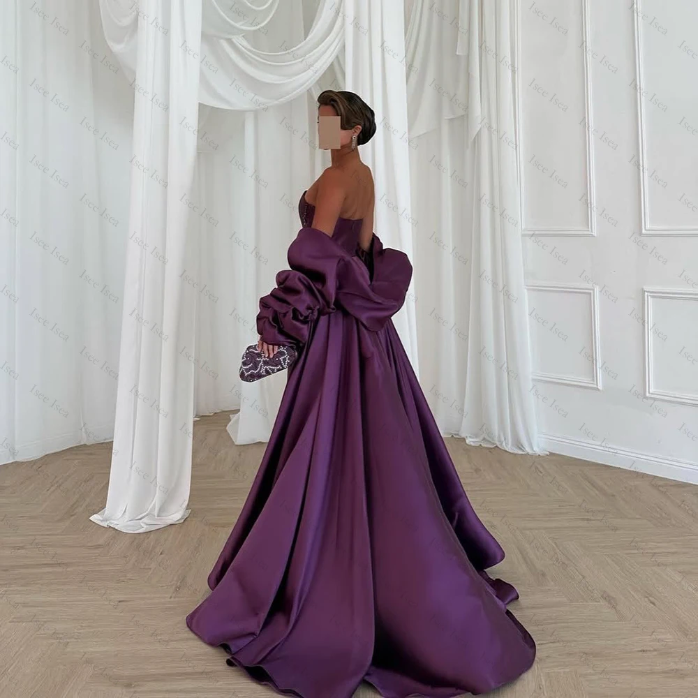 보라색 이브닝 드레스 새틴 디너 가운 A라인 여성용 이브닝 드레스 특별한 날을 위한 맞춤형 정장 드레스