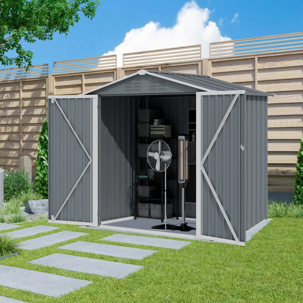 Outdoor Storage Shed 6 x 4 FT Large Metal Tool Sheds, Heavy Duty Storage House with Sliding Doors with Air Vent for Backyard