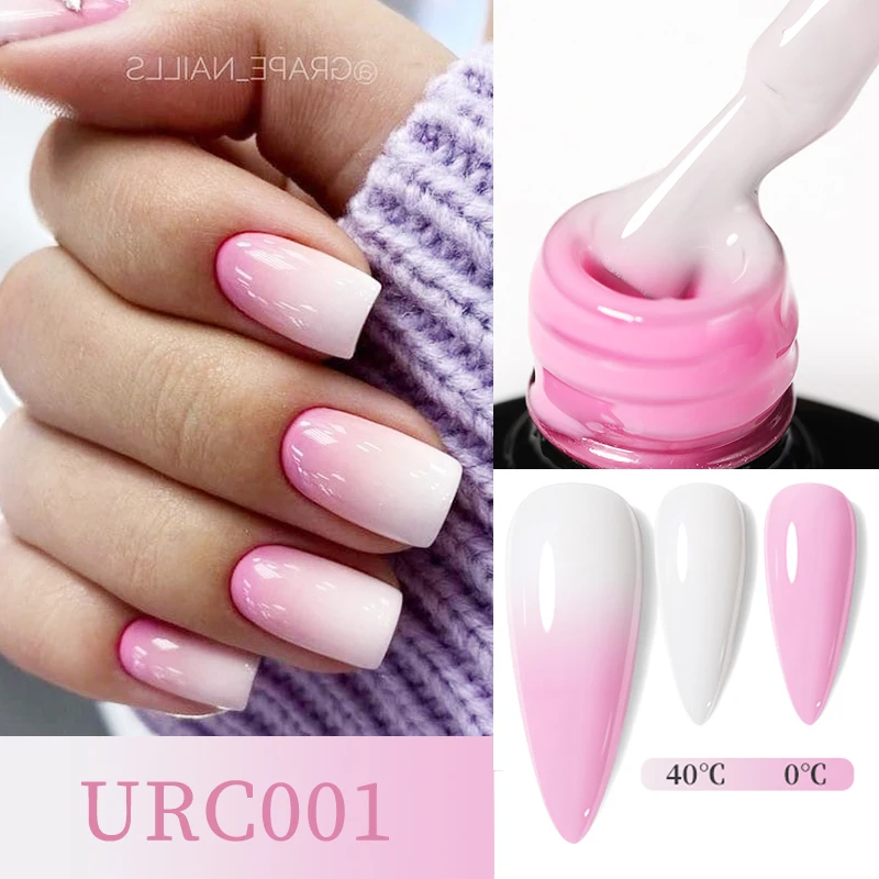 UR SUGAR 써멀 젤 매니큐어, 핑크 화이트, 반영구 소크 오프 바니시 매니큐어 유리병, 3 레이어 색상 변경, 7ml  Best5