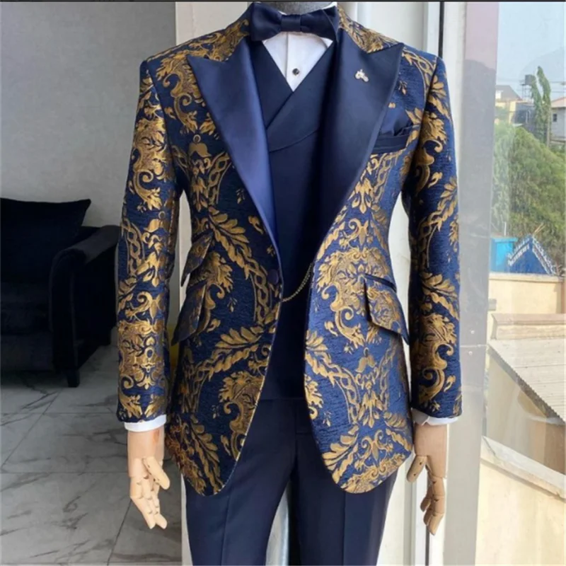 

New pattern Men's Jacket Pants Double Breasted Groom Wedding Tuxedo Party Suit For Men Tuxedo Slim Fit Suit Blazer