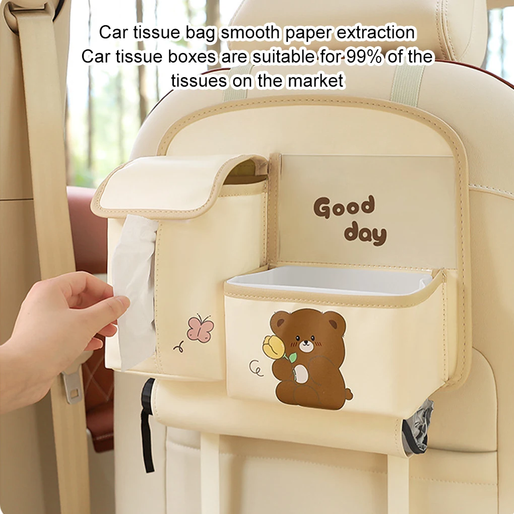 Car Backseat Organizer,Multi functional storage bag, cute cartoon, rear seat storage bag, in garbage bin bagged