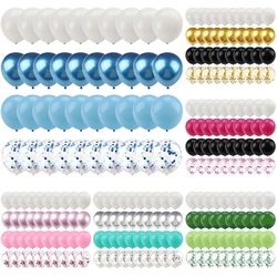 40Pcs 12inch Latex Matte Balloon Set White Blue Gold Confetti Metal Ballons for Birthday Wedding Baby Shower Party Decoration