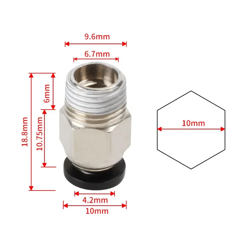 FLSUN QQ-S PRO Extrusora de peça de impressora 3D Conector de encaixe pneumático Extrusão 4mm Alimentação de tubo PTFE