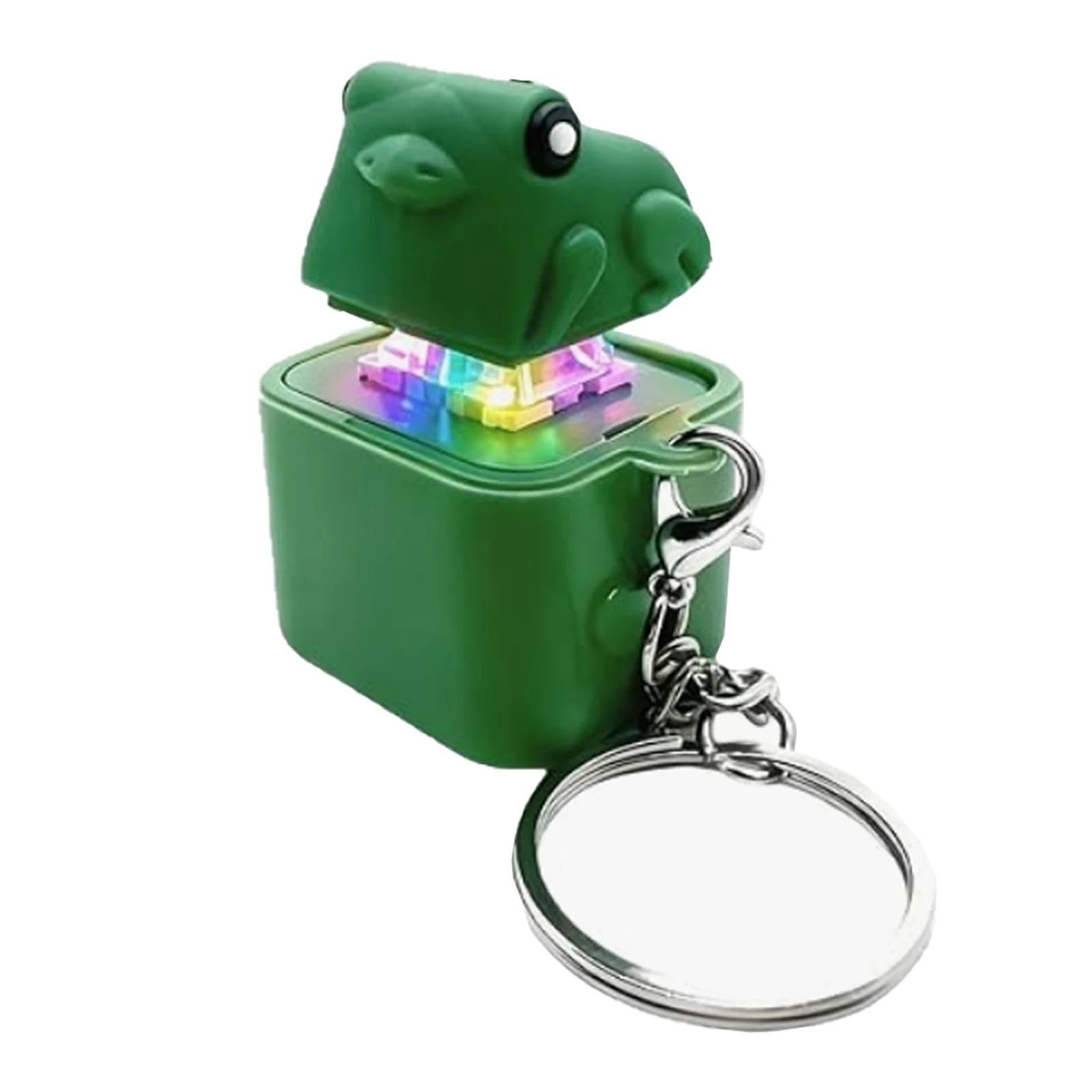 Rechargeable Sound Button Fidget Keychain W/ Sound LED Lights Keyboard Clicker Frog Fidget Toys for Kids Boys Girls Gift view 5