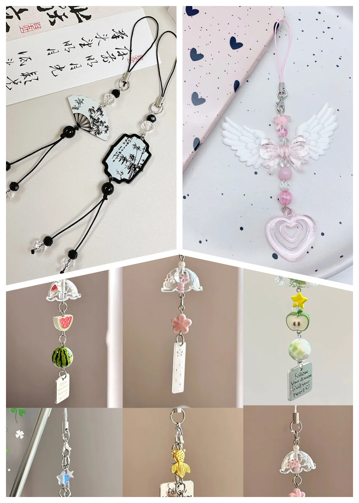 Colgante de campanilla de viento para llavero, creativo y bonito, para coche, bolso, cordón de teléfono, decoración del hogar, accesorios de moda