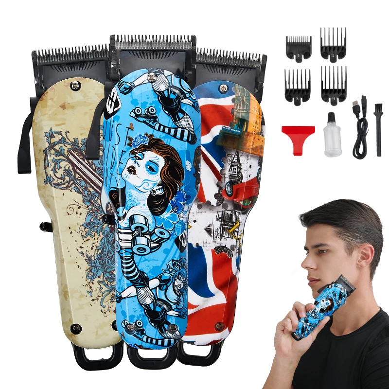 Resuxi LM-01 Electric Cordless Printed Hair Clipper for Men Barber Hair Cutting Machine Professional