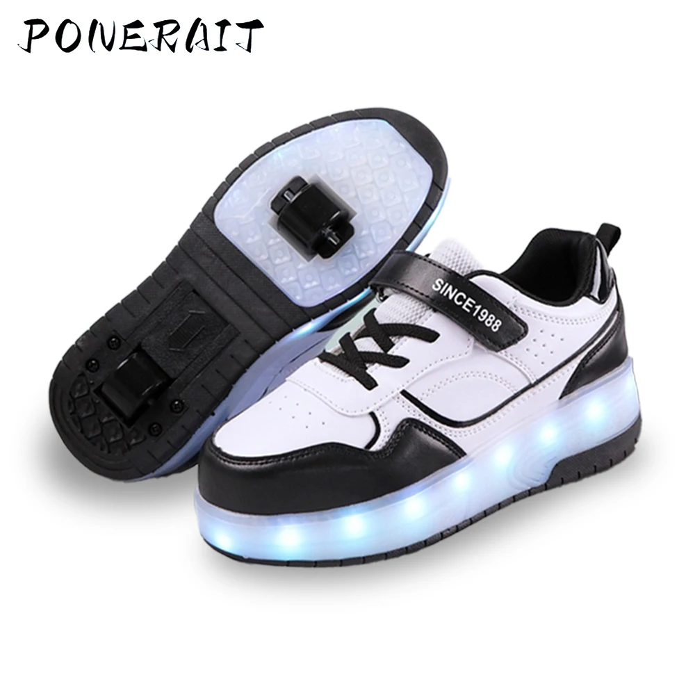 2024 Summer Trend Flash Children's Roller Skates with Charging Cable Removable Wheels Sports Shoes Walking Shoes