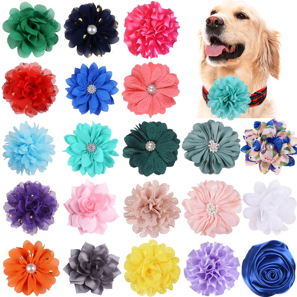 100pcs Dog Flower-Collar dog bow tie Dog Supplies Slidable Pet Dog Collar Accessories Small Dog Cat Bowties Collar Charms