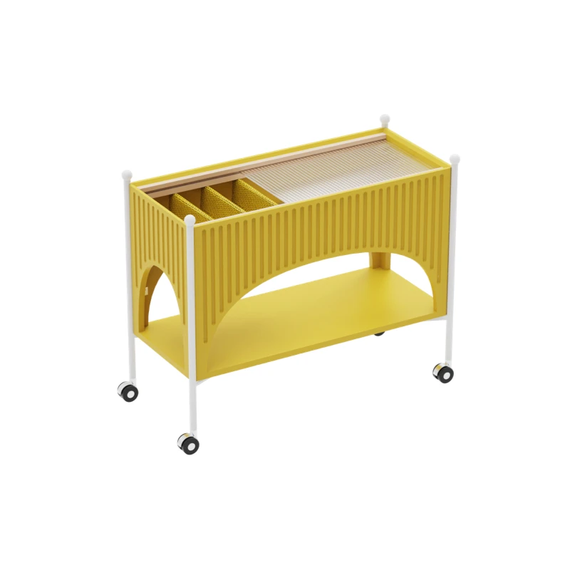 

Small coffee table with simple ins wind design on the edge of trolley creative movable sofa