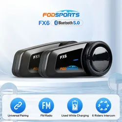 Fodsports FX6 motorcycle intercom bluetooth helmet headset ,6 riders,FM radio