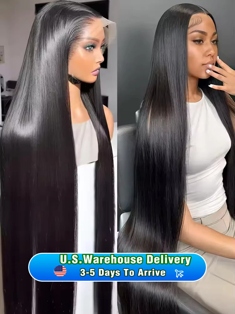 250 Density 13x4 13x6 HD Transparent Bone Straight 30 40 Inches Lace Front Human Hair Wigs Brazilian Frontal Wigs For Women