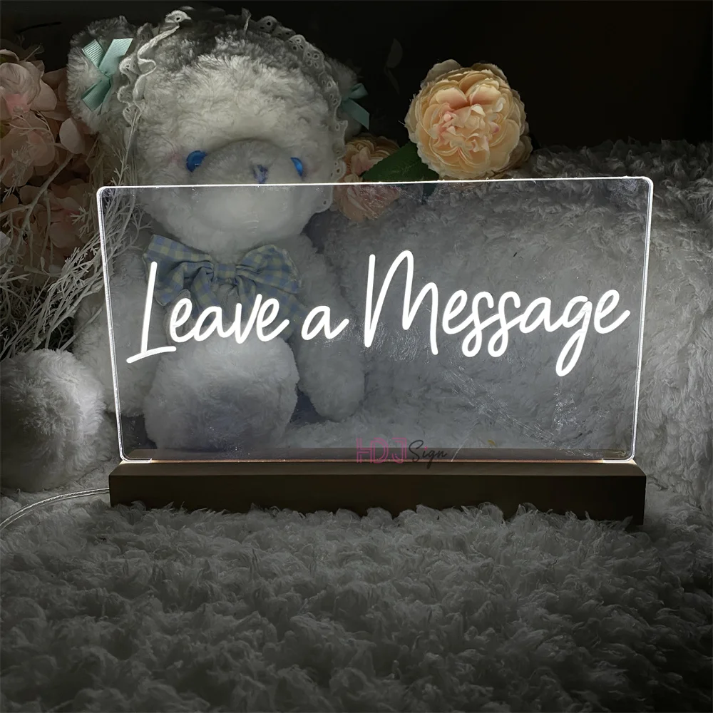 Leave A Message Neon Led Light Home Bedroom Party Table Decor LED Desk Night Lamps Lights Signs USB Coffee Shop Decoration