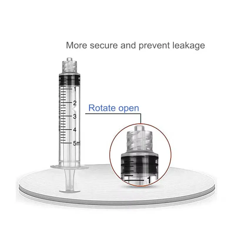 Siringa in plastica monouso sterile Luer Lock da 5 ml, siringa in plastica confezionata singolarmente per uso in laboratorio, 100 pezzi