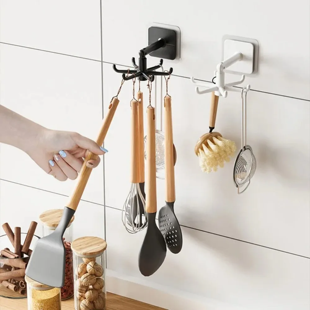 1/2 Piece Hook No Punch No Mark Sticker Rotate 360 degrees Storage Kitchen Items Home and Kitchen Organization Hooks Gadgets