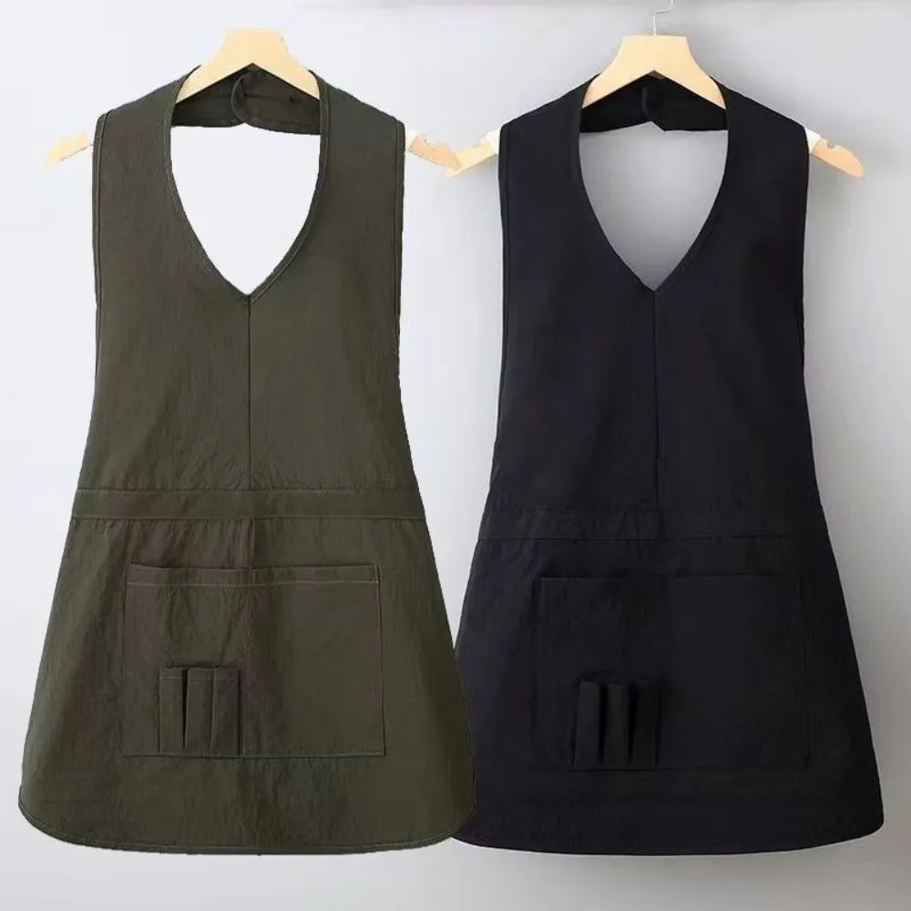 Simple Wear Resistant Anti Fouling Apron Anti Splash with Pocket Sleeveless Apron Waterproof Soft Work Clothes Adult