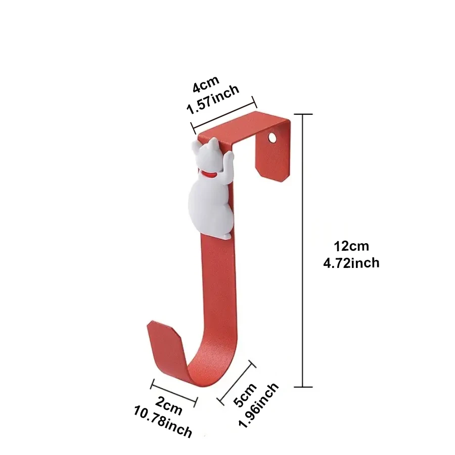 2PCS Cat Door Hook Sturdy Metal Single Door Hook Animal Decorated Door Towel Rack for Hanging Towels Clothes Bags Hats
