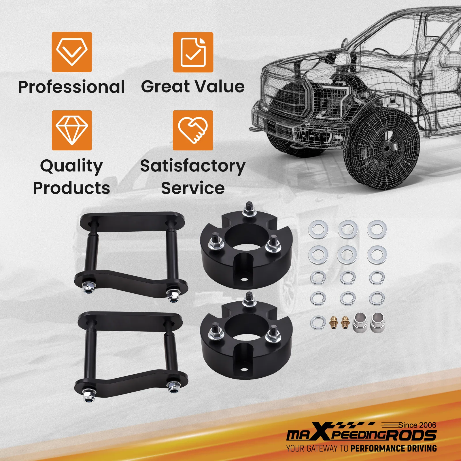 

3" Front 2" Rear Full Lift Kit For Suzuki Equator 2WD 4WD 2009 2010 2011 2012