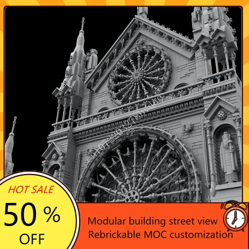 7308PCS Gothic Cathedral Facade Modular MOC DIY Assembly Model Creative Street View Custom Puzzle Toy Gift