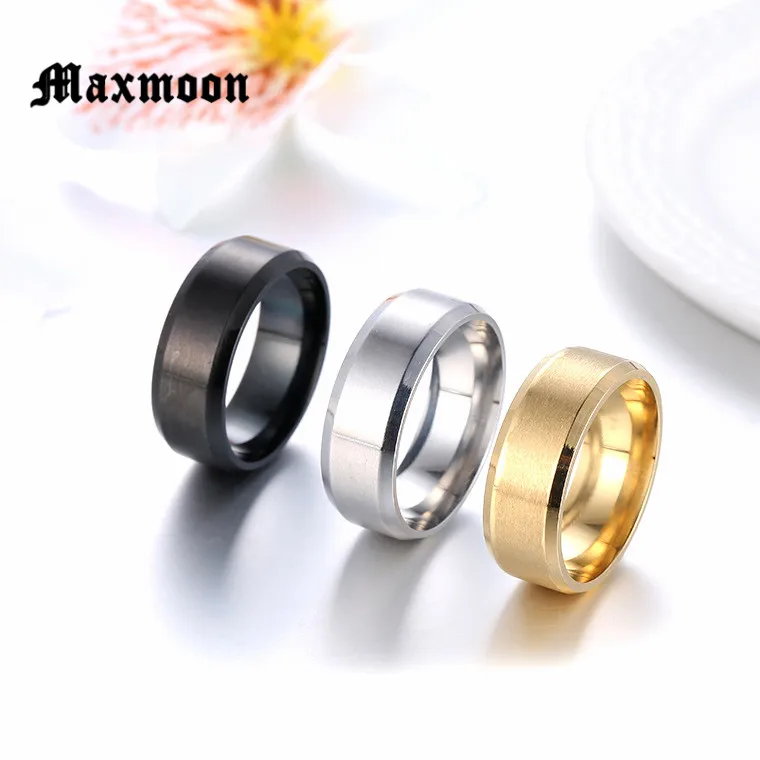 Maxmoon Metal Stainless Steel Wide Rings Sports Male Simple Men Silver Color Jewelry Ring glod Summer Wholesale Business Boy