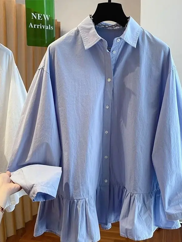 

Slim Fit Long Sve irt, женские летние новые свободные солнцезащитные наушники, повседневные брюки, другие материалы, 00% дизайн с откидным воротником