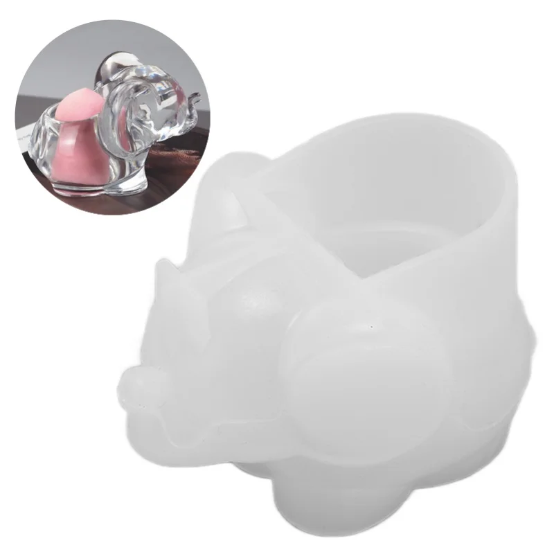 Stampo in silicone flessibile per scatola di immagazzinaggio a forma di elefante per realizzare decorazioni artigianali