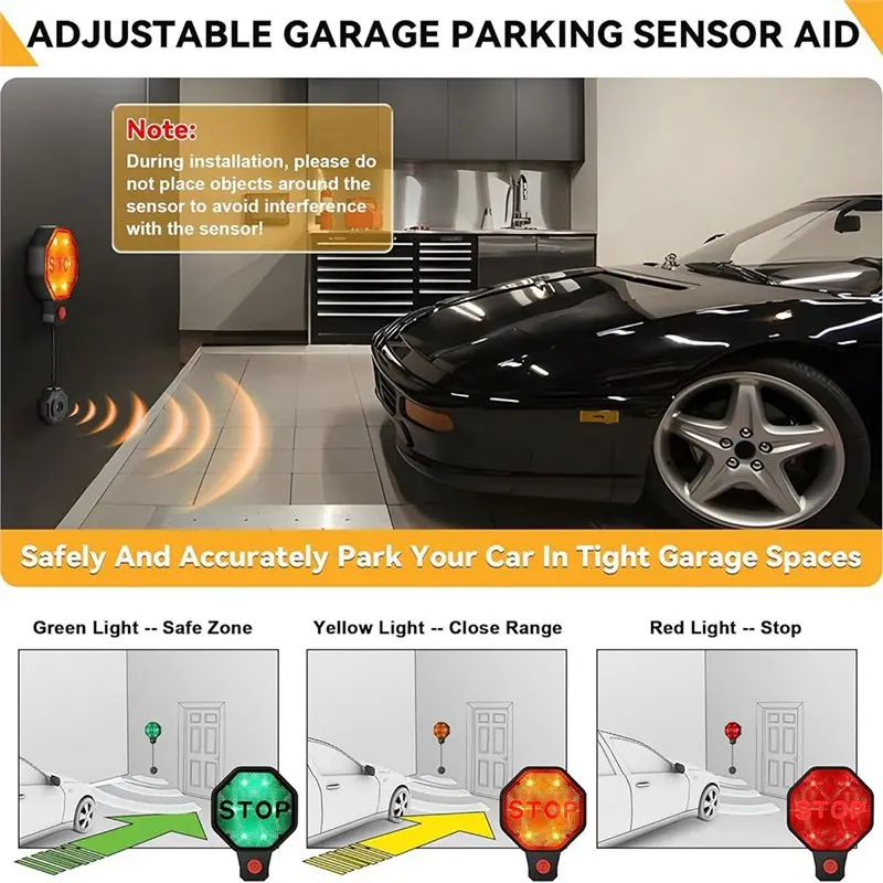 A19F-регулируемый датчик парковки в гараже со светодиодными индикаторами, датчик помощи при парковке с двумя опциями мощности