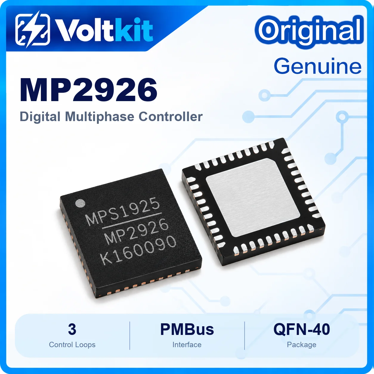 1PCS MP2926GUT MP2926 QFN-40 Digital Multi-Phase PWM Controller IC PMBus for SoC DDR Power MPS