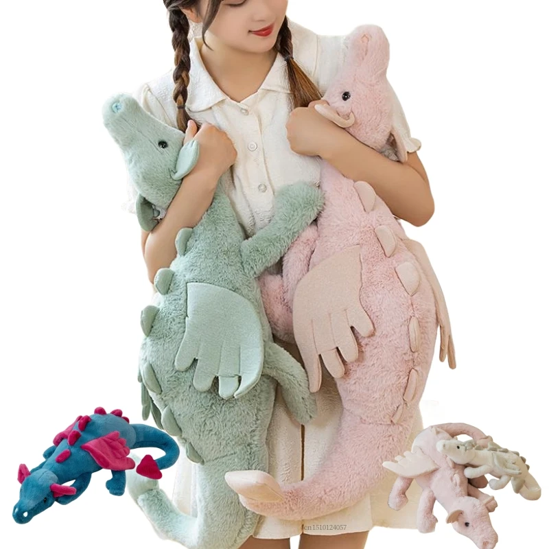 High Quality Cartoon Plush Dragon Plush Toys White Green Dinosaur Stuffed Animal Soft Doll Birthday Gifts Decor Throw Pillow