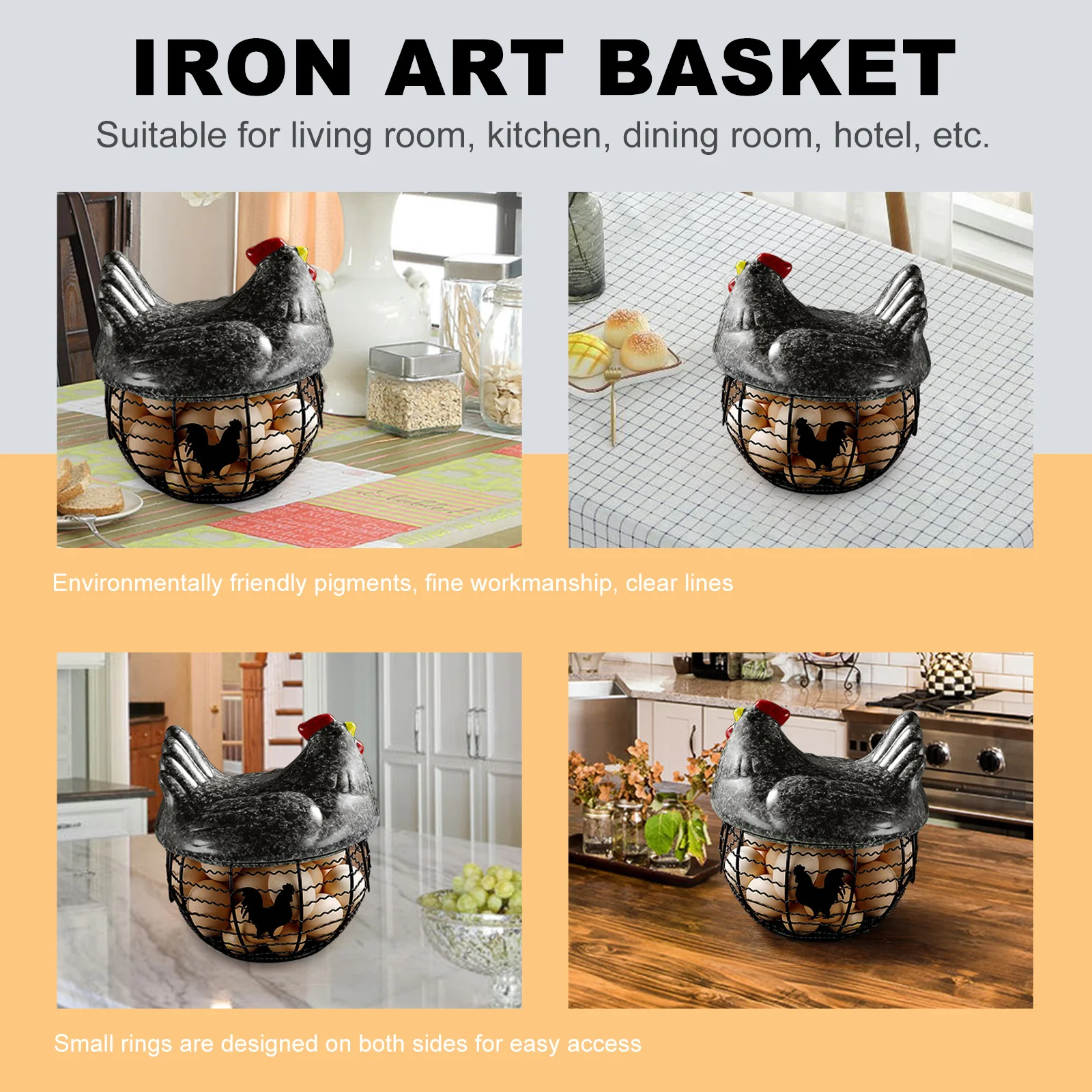 

1Pcs Iron Art Storage Basket Kitchen Wire Mesh Egg Fruit Organizer Rustic Home Decor Container Iron Art Basket