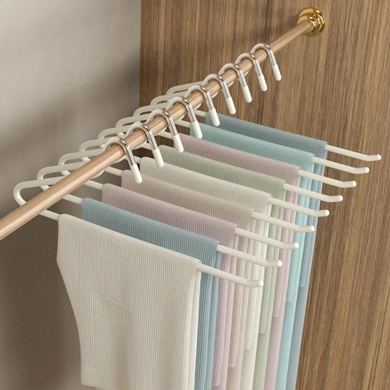 10PCS Goose Type Dip Plastic pants hanger Wardrobe Dormitory Telescopic Z Type clothes hanger Multi Layer Storage hanger