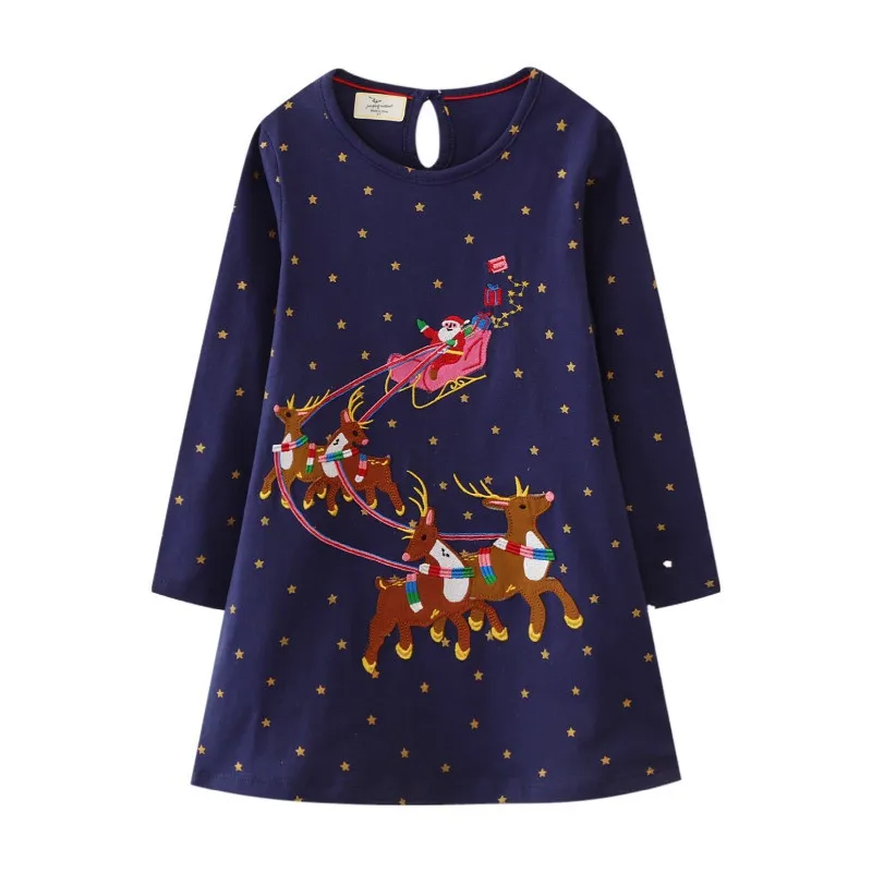 Jumping Meters Long Sleeve Princess Girls Dresses Embroidery Children\'s Clothes Autumn Winter Toddler Kids Costume Frocks Baby