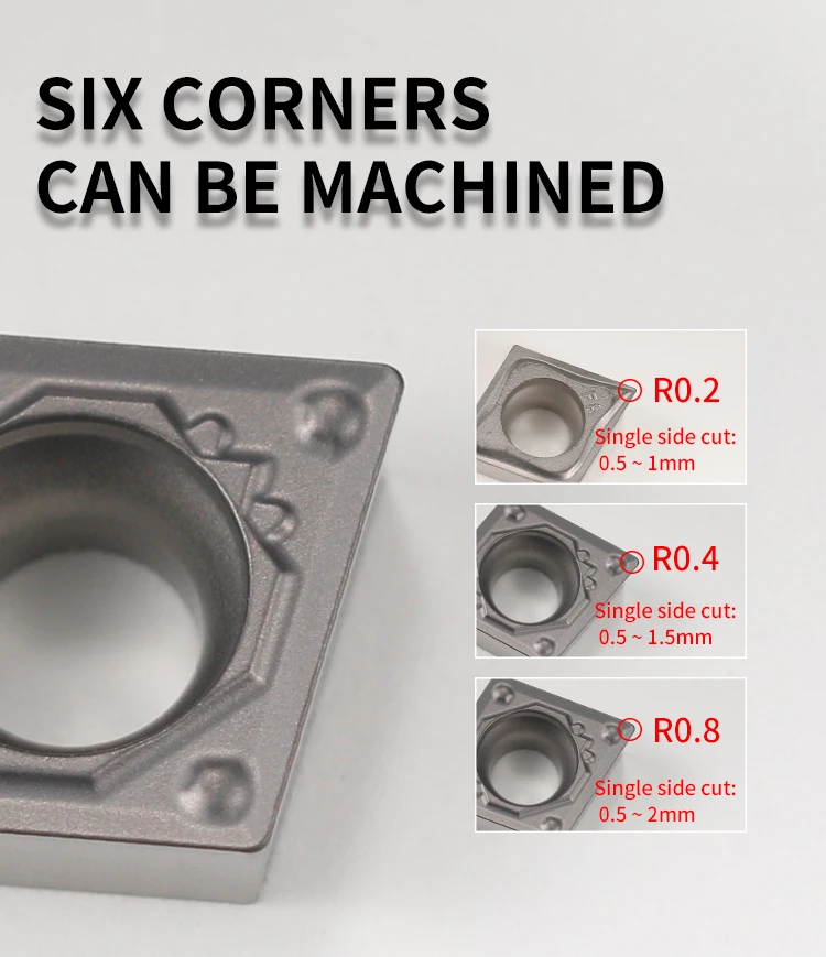 CCMT060204 CCMT09T302 CCMT09T304 CCMT09T308 Hartmetall Einsatz für Cermet SCLCR/L Externe Drehen Tool Klinge Drehmaschine Teile CNC Cutter – Detail 6