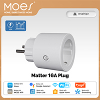MOES Tuya Matter Smart Plug WiFi Socket 16A Outlet with Power Monitoring Remote Control Works with Apple Home Google Alexa