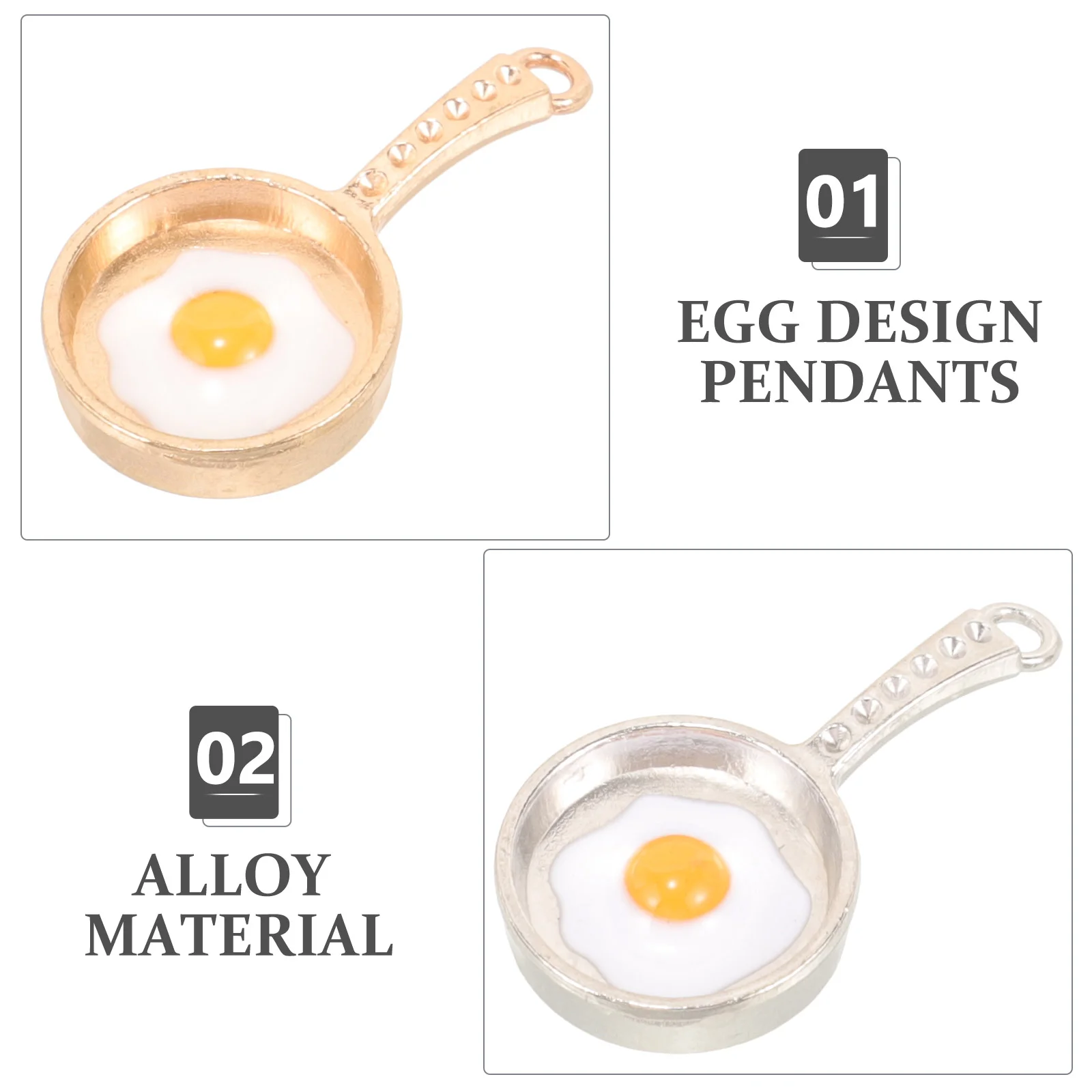 20 Pcs Fried Egg Charm Poached Pendant Frying Pan DIY Bracelet Charms Alloy Food