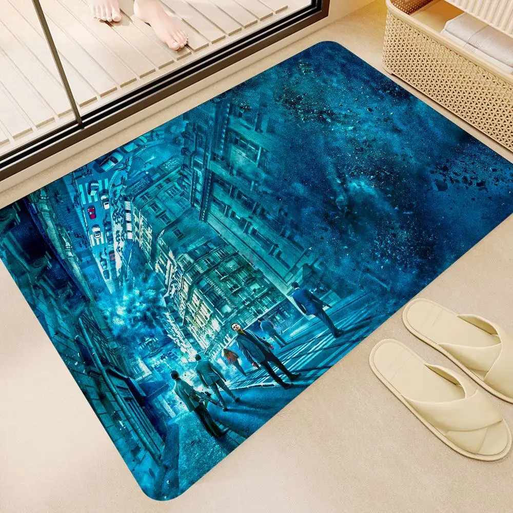 พรมเช็ดเท้าลายภาพยนตร์ไซไฟคลาสสิก ลายอินเซปชั่น ซักได้ กันลื่น ใช้ได้กับห้องนั่งเล่น เก้าอี้โซฟา พื้นที่ต่างๆ ในครัว พรมต้อนรับ