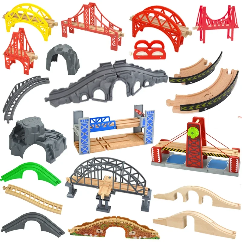 

All Kinds Of Bridge Wood Magnetic Train Beech Wooden Railway Track Accessories Fit Wooden Children's Educational Toys