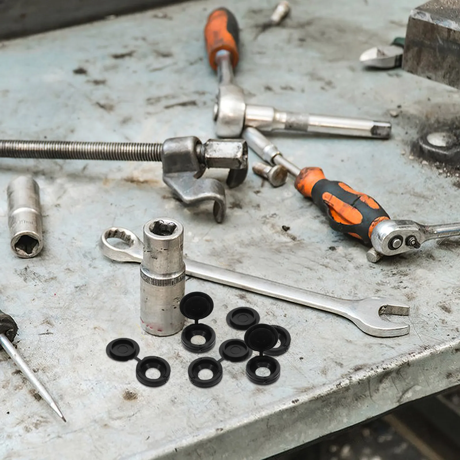 

10Pcs Automotive Decorative Clips Black Hinged Screw Caps Plastic Folding Screw Head Covers Protection Car Interior Exterior