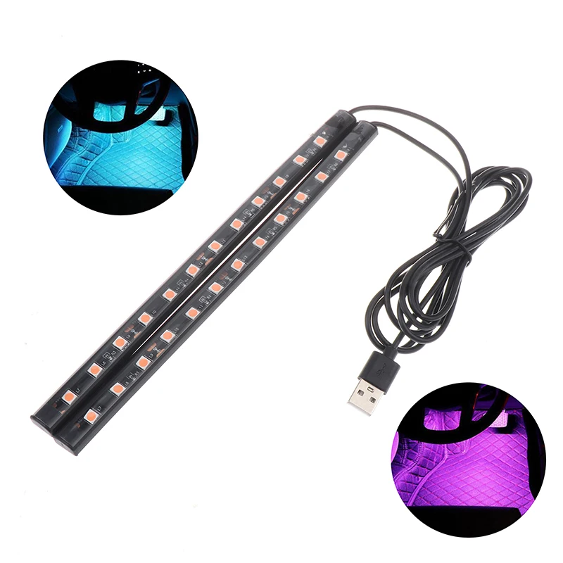 24 Lights One Tow Two Single-color Car Foot Floor Decoration Bulbs Interior Atmosphere Light RGB LED Strip Lamp USB Neon Strips