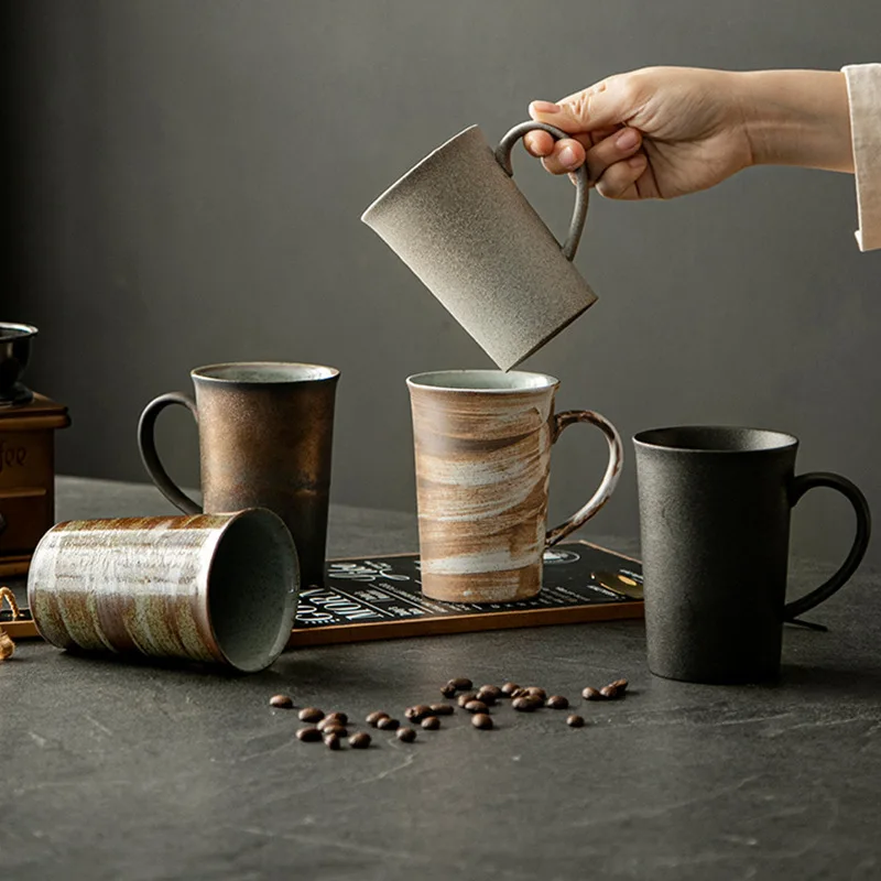 

Japanese-style coarse pottery coffee cup retro large-capacity mug home office niche design ceramic water cup