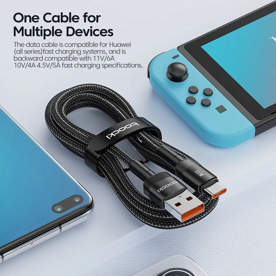 Cable Toocki USB Type C de carga rápida para iPhone 15 14 13 12 11 Huawei P40 P30 Realme Oppo Oneplus, cable cargador USB C para power bank 2