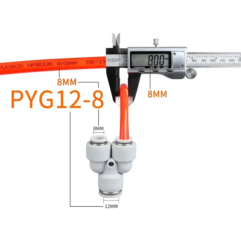 PY Pneumatic Air Hose Pipe Tube Quick Fitting fittings Connector Y shape 3 Way Type Divider 12MM 10MM 8MM 6MM 4MM 4 6 8