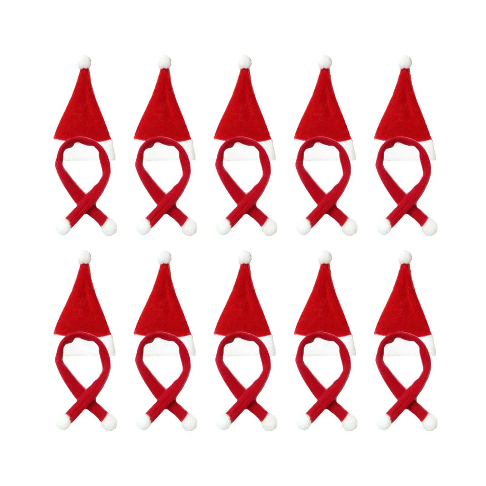 

20Pcs Mini Christmas Hat and Scarf Wine Bottle Covers Red Xmas Party Ornament Holiday Decoration Christmas Wine Bottle Scarf