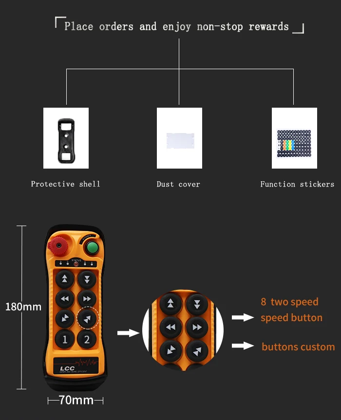 Transmitter dan Receiver Radio Kecepatan Ganda TLF LCC Q808, Remote Kontrol Nirkabel untuk Mesin Pengaduk Beton