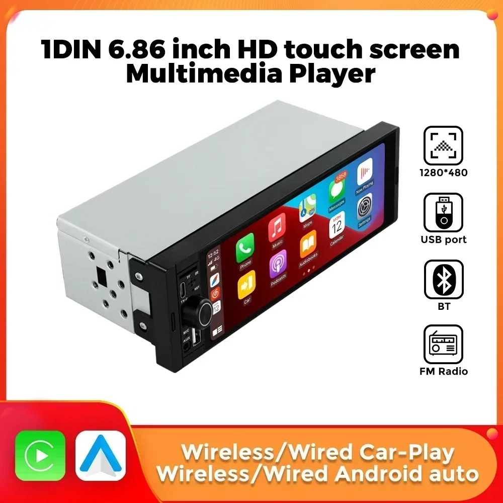 1din mp5 universal autoradio fm unterstützung drahtloses carplay android auto aux usb swc