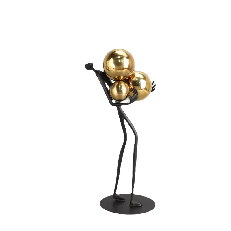 

Modern light luxury black ball holder metal art ornament living room model room TV cabinet home decoration